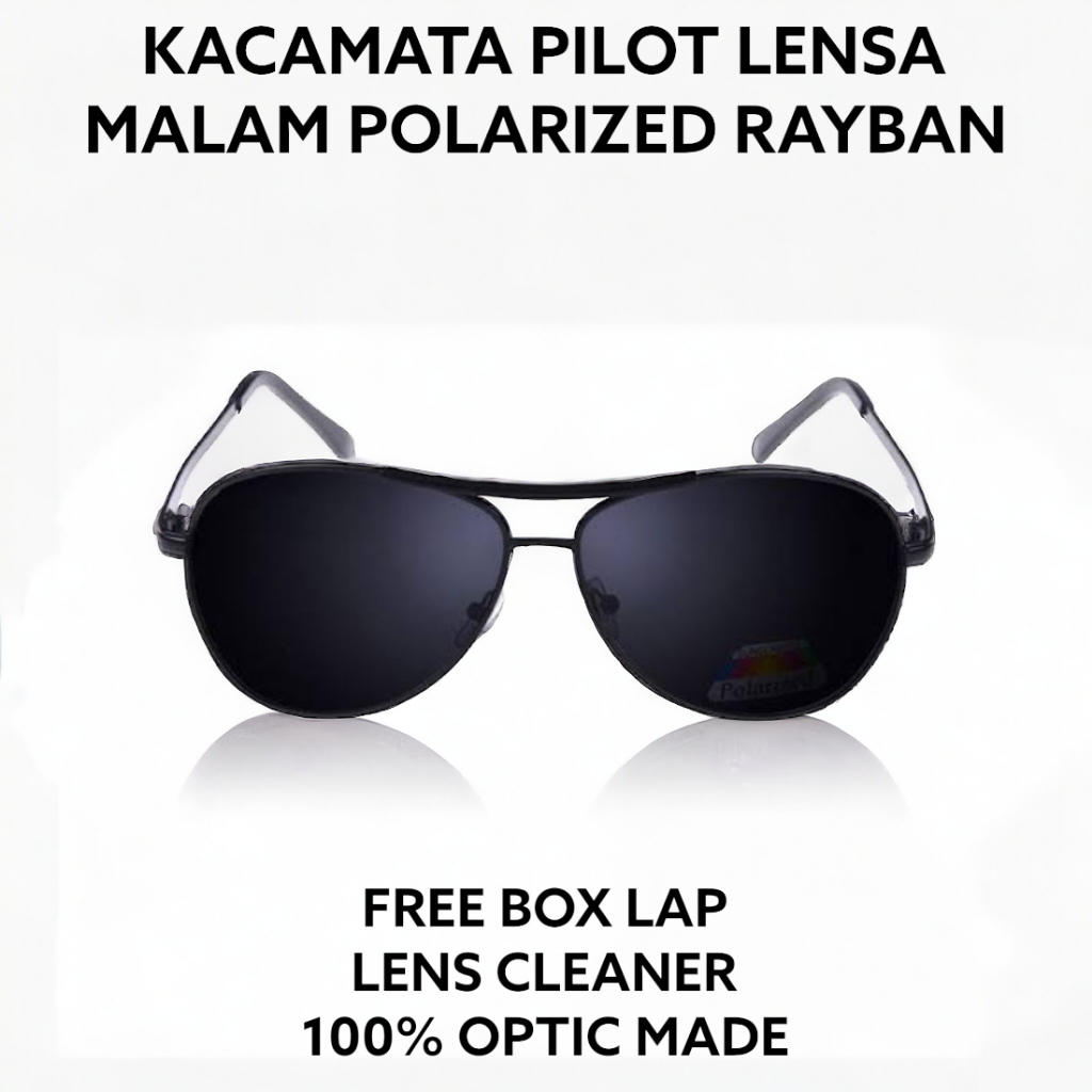 Kacamata Berkendara + Paser Ikan Lensa Polarized Tembus Dalam Air Anti Silau UV Siang Malam / Kacamata Hitam Aviator Pilot Riben