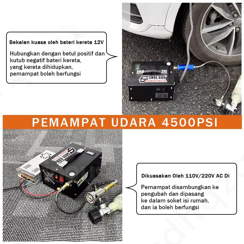 Kompresor Mini Portable 12v/220v 4500psi 30Mpa Kompresor Pcp Elektrik Berlaku Untuk Oxygen Tabung