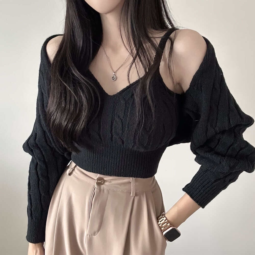 [PREMIUM]Berynette 0286 Jemma halter neck knit top sweater wanita atasan cardigan knitwear tangan pa