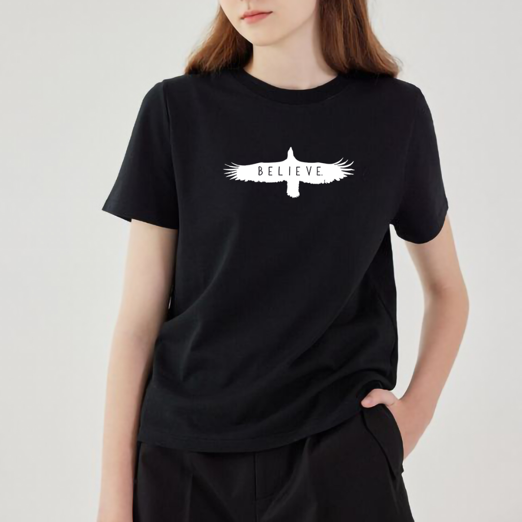 Barcode - Tshirt Kaos Wanita Motif Believe / Kaos Wanita Terbaru / Bahan Kaos Premium NSA 7200 24s