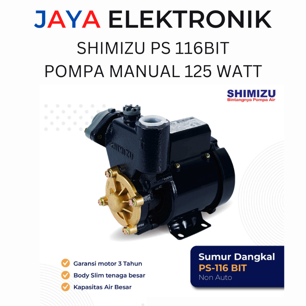 Pompa Air Manual SHIMIZU PS 116 BIT 125 Watt