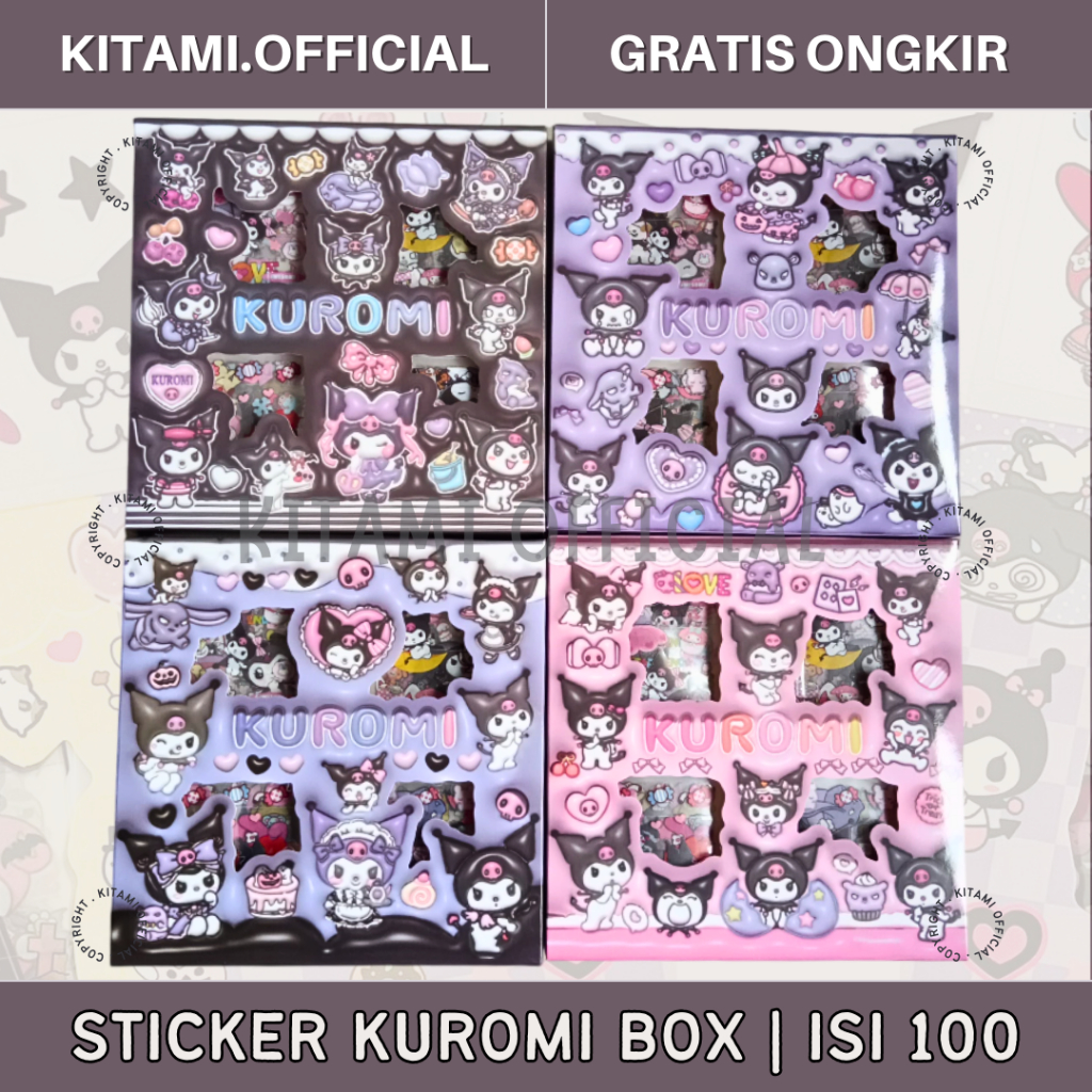 

STIKER KUROMI BOX ISI 100 | WATERPROOF STICKER KUROMI SANRIO ORIGINAL