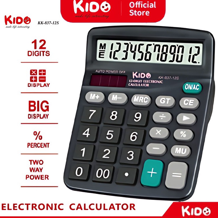 

ART T8Y Kalkulator Energi Surya 12Digit Electronic Calculator KIDO KK83712S