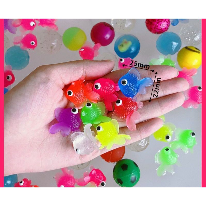 MAINAN IKAN MINI MATA BESAR MENGAMBANG DI AIR UKURA 2.5 X 2.2CM WARNA WARNI SILIKON TPR BENING UNIQ 
