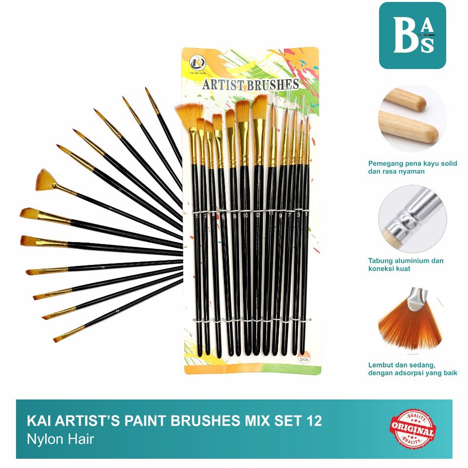 

KODE C6T9 Artists Paint Brushes MIx Set 12pcs Kuas Lukis Artis 1 Original Peralatan Melukis Terlaris dari BAS Bali Art Supplies Jakarta