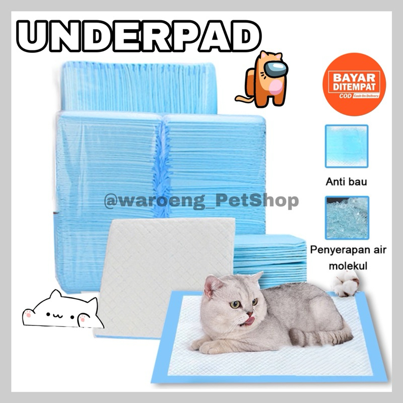 PET UNDERPAD Kucing Pampers Popok Kucing Anjing Kelinci GuinePig Marmut 60x90 Alas Pipis Kucing Alas