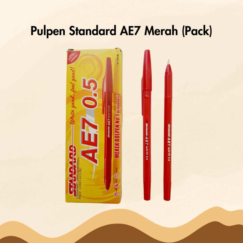 

Pulpen Standard AE7 0.5 mm Merah 1 Pack Isi 12 Bolpen Bolpoin Ballpoint Pena Pen