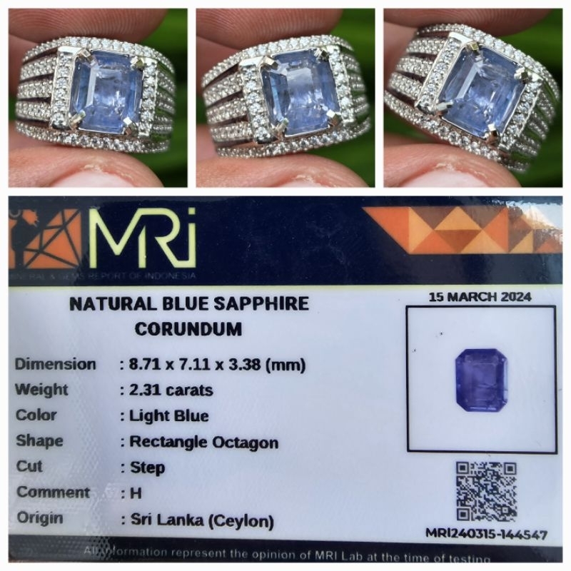 Natural Blue Sapphire Ceylon Srilanka Memo 2.31 crt