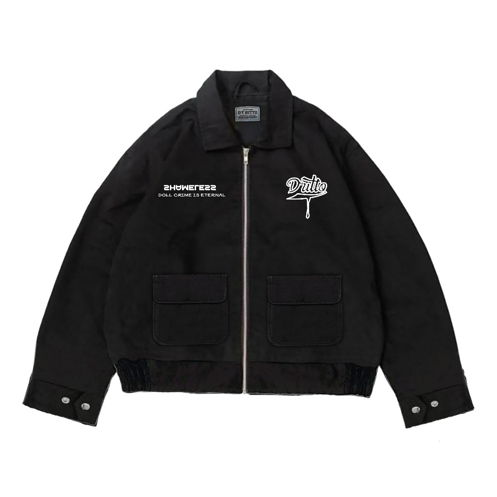 DRITTORONZIO Work Jaket Boxy - Jacket Crop "Major" unisex - Hitam