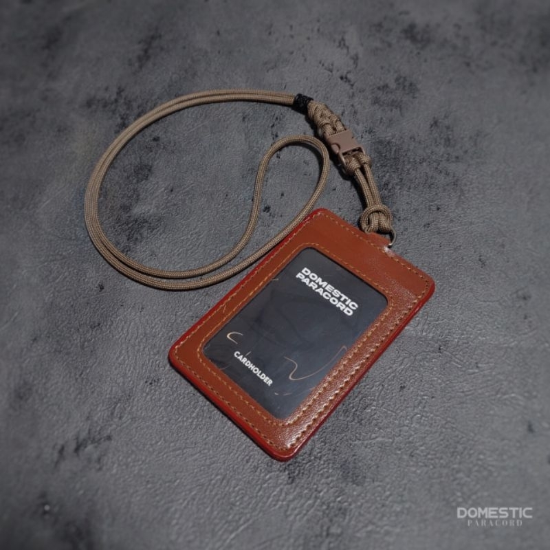 

Lanyard Id holder 2 Slot sisi tali premium paracord 4mm - Brown