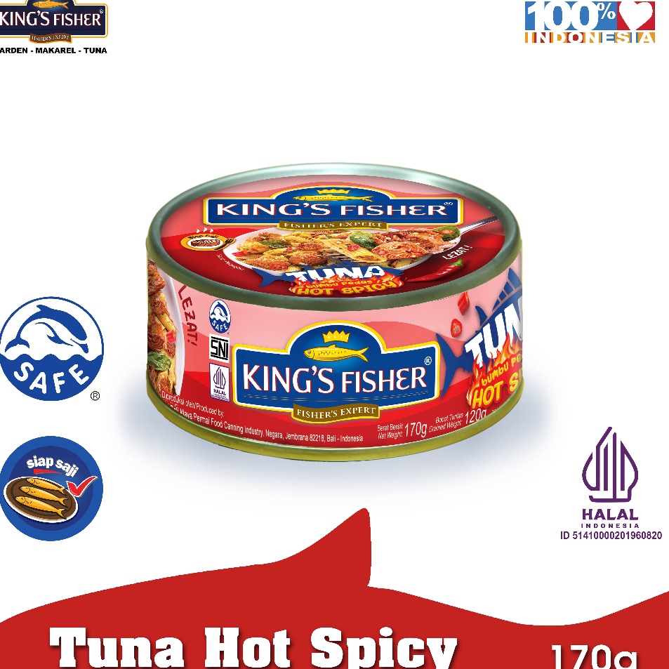 

New Arrival Kings Fisher Tuna Canned Hot Spicy Daging Tuna Makanan Kaleng 17 gr