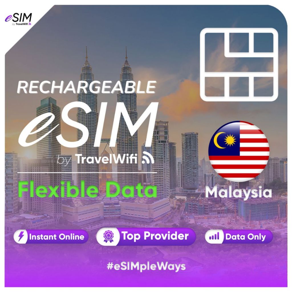 RECHARGEABLE [BIGGER DATA] eSIM Malaysia Flexible Data | Malaysia Travel eSIM Card | eSIM Malaysia |