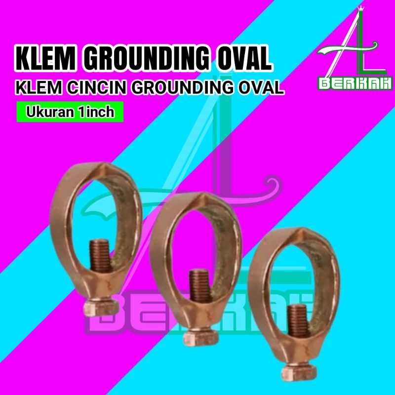 Clamp Klem Cincin Grounding Oval Stick For Rod Isolator Kabel Penangkal Anti Petir Clem Clamp Ground