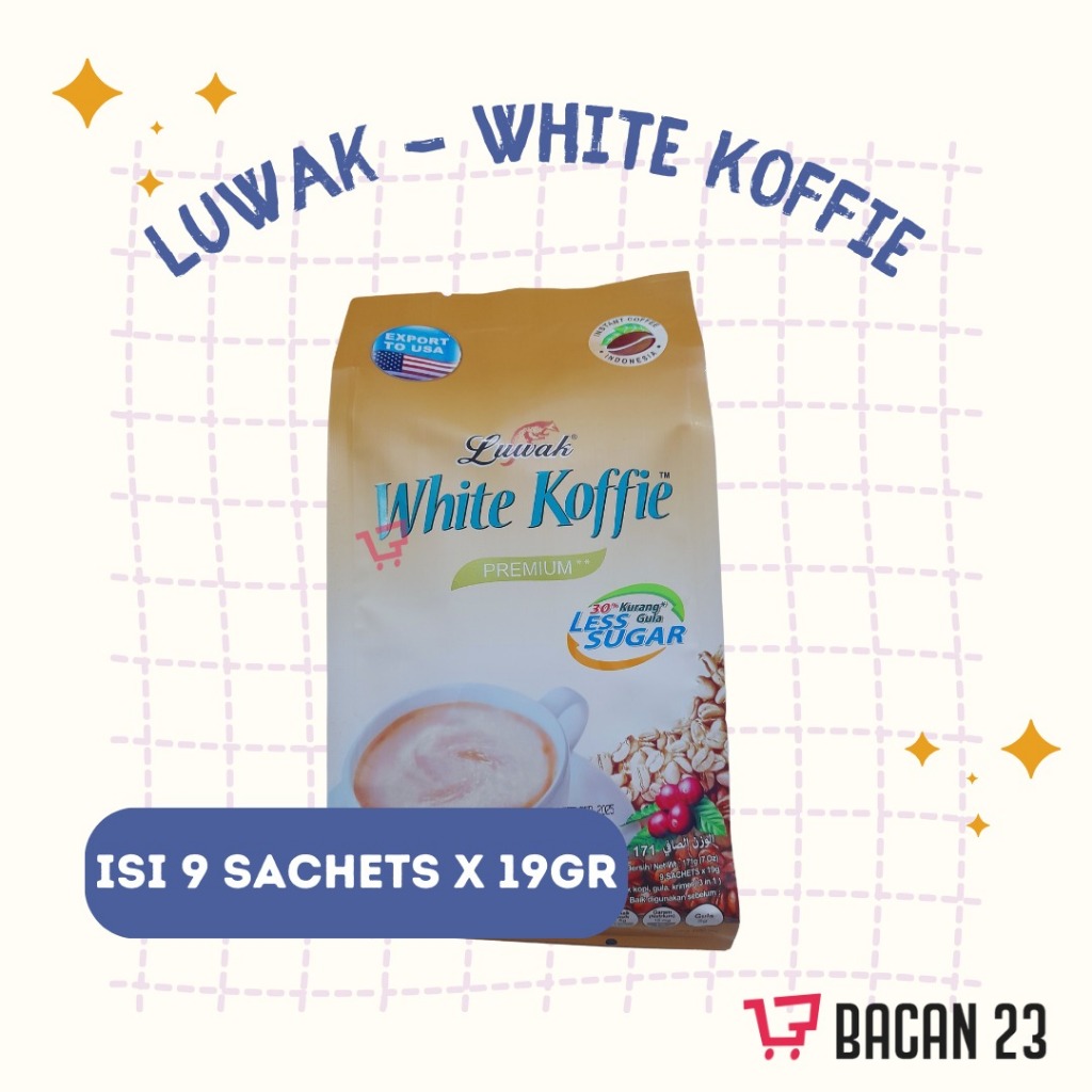 

Kopi Luwk White Koffie (9 Sachet x 19 Gr) / Kopi Bubuk Kemasan Saset / Kopi Instan