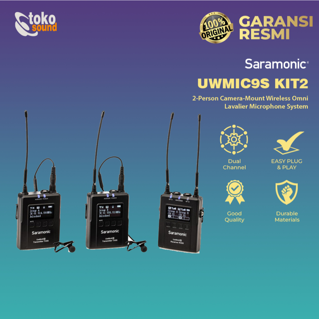 Saramonic UwMic 9S Kit2 Mini UHF Wireless Microphone System