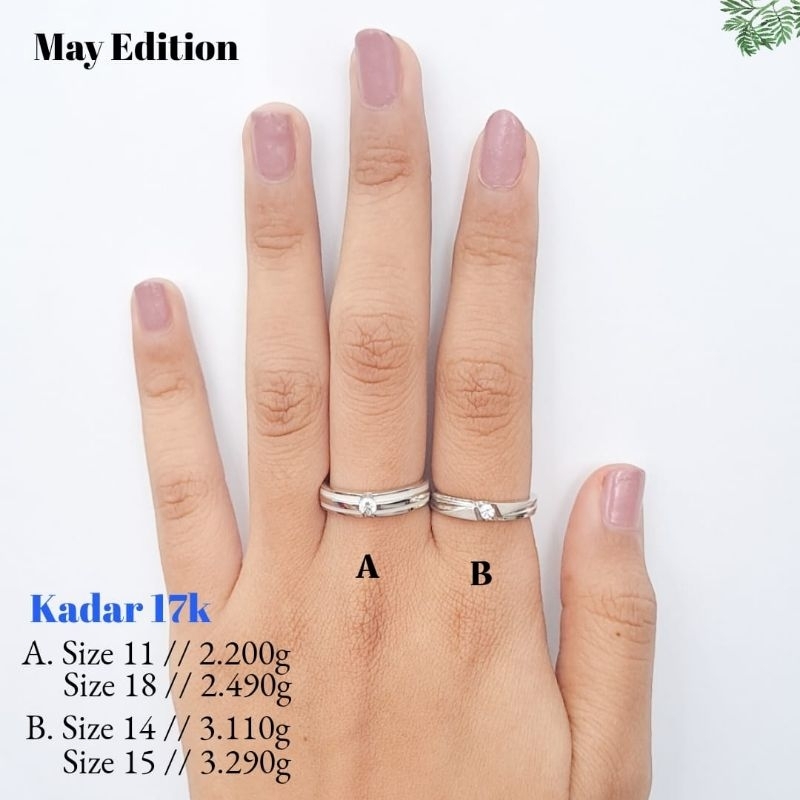 CINCIN COUPLE EMAS PUTIH KADAR 17K