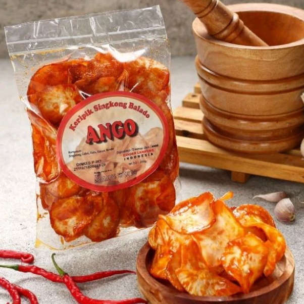

Keripik Singkong Balado ANGO 200gr . Keripik singkong pedas manis Asli Lampung