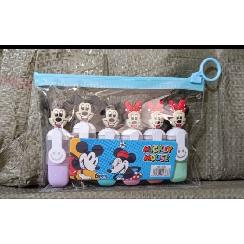 

6pcs Stabilo Karakter Mickey Mouse - Dinosaurus - Spongebob -- Highlighter karakter Lucu