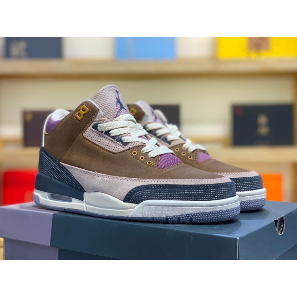 Sepatu Basket Jordan Air Jordan 3 Retro SE “Archaeo Brown” Coklat Disambung Mocha Ungu Ungu