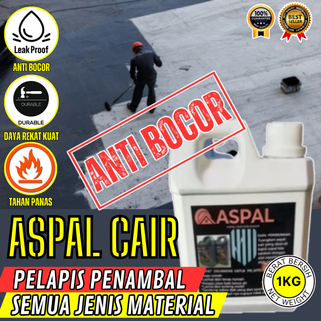 Cat Pelapis Dak Bocor Bak mandi Tembus Retak Rembes Aspal Cair Anti Bocor 1kg Penambal Waterproofing