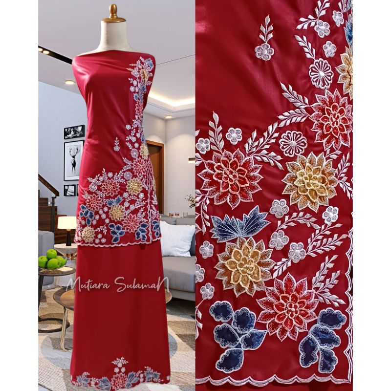 BAKAL BAHAN BAJU KURUNG BORDIR BUNGA TIMBUL ORGANDI