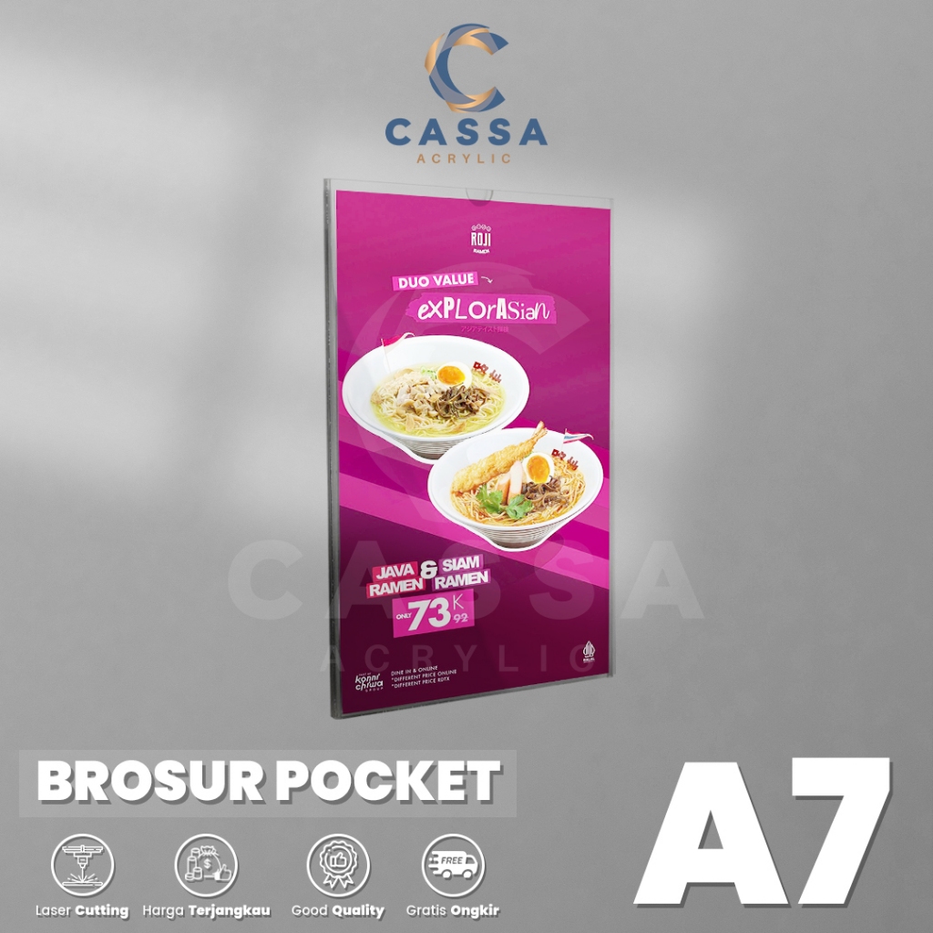 

Akrilik Tempat Brosur Pocket A7 2mm Frame Dinding