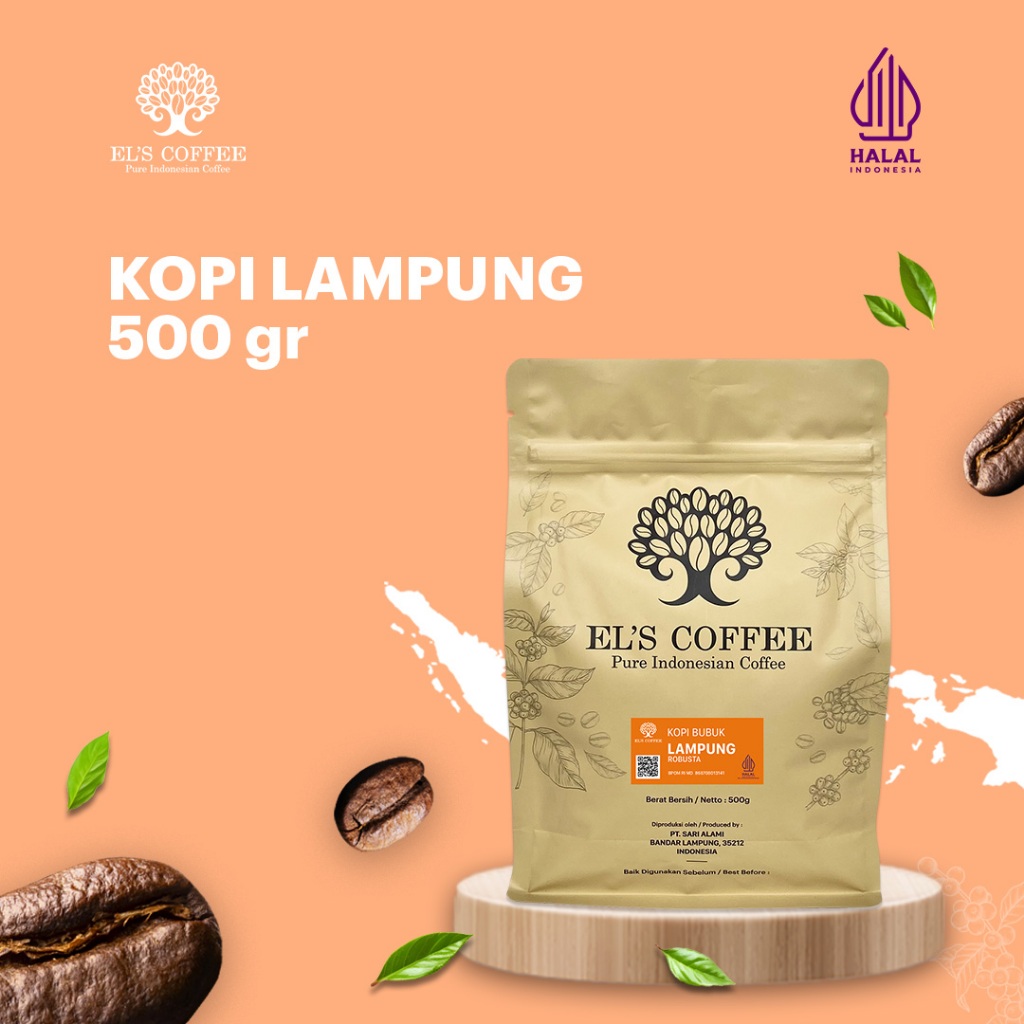 

EL'S COFFEE Lampung Robusta 500Gr Pure Indonesia Coffee Beans / Fine / Course Roasted Kopi A1749