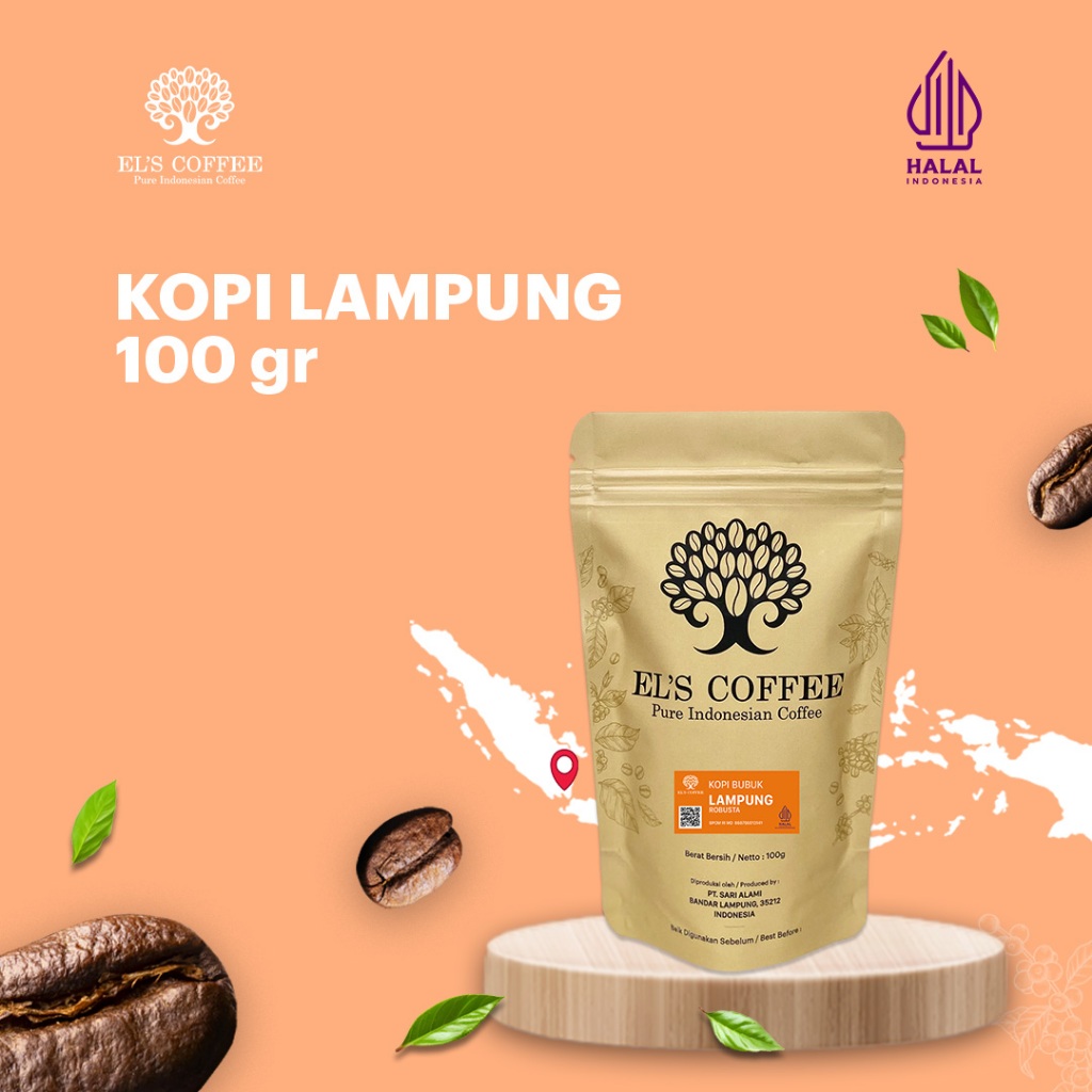 

EL'S COFFEE Lampung Robusta 100Gr Pure Indonesia Coffee Beans / Fine / Course Roasted Kopi Q1747