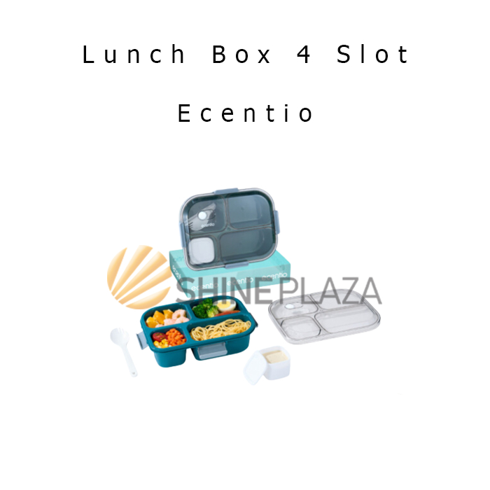 Lunch Box Set Ecentio 1100ml 4 Grid - Kotak Makan Tempat Bekal Anti Tumpah 4 Slot