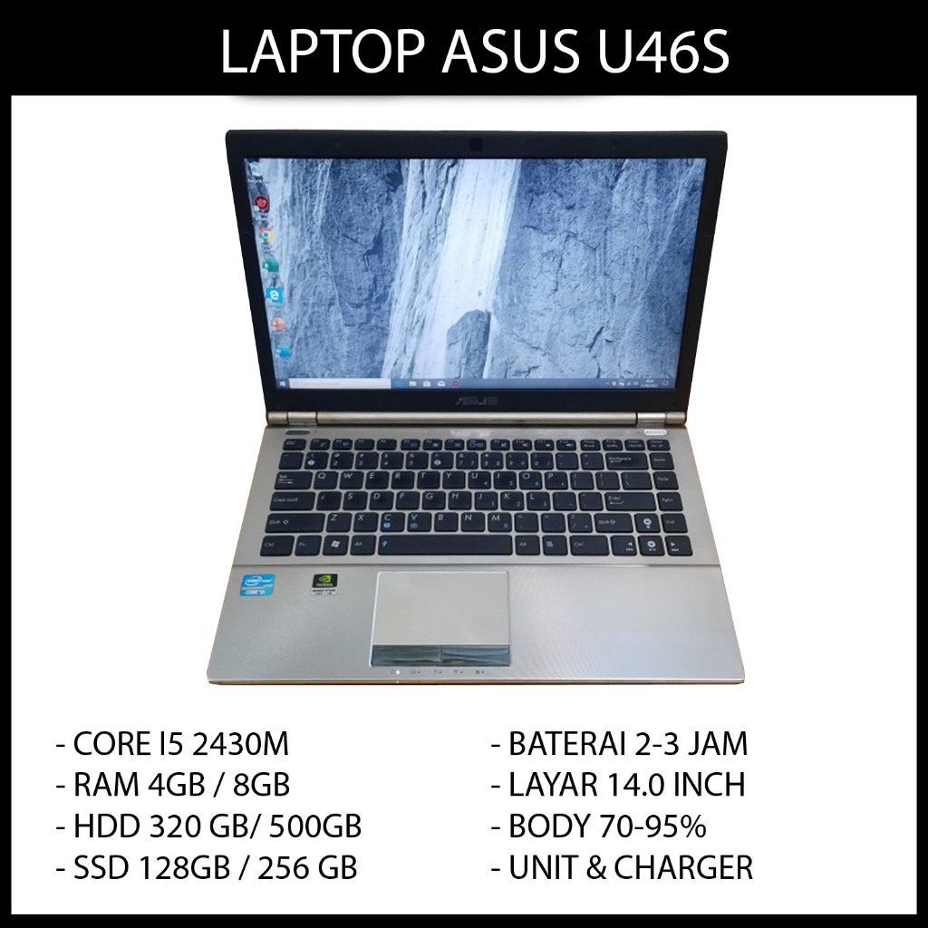 LAPTOP ASUS CORE I5 2430M RAM 8GB SSD 256 GB / LAPTOP ASUS U46S