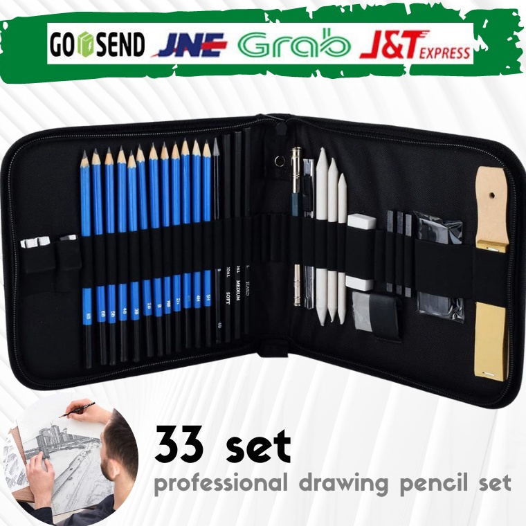 

KODE I6O7 Termurah 33PCSSet Pensil Pisau Penghapus dan Pensil Gambar untuk Keperluan Sekolah Pencil Set