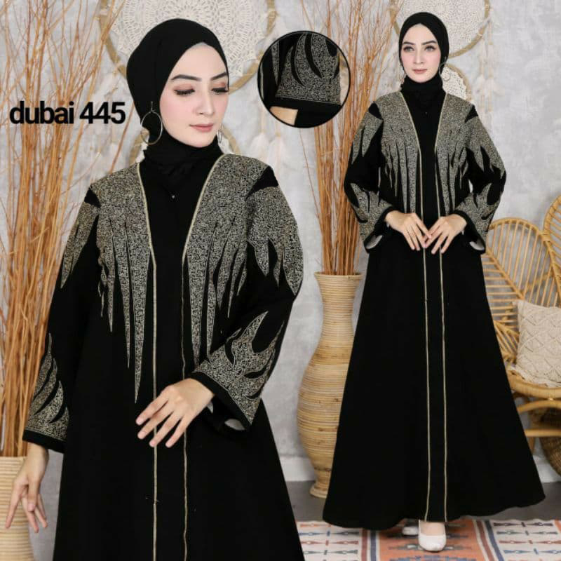 Gamis Abaya Turkey Hitam Muslimah Arab Saudi Kombinasi Bordir Bahan Jetblack Adem Busui Friendly Haj