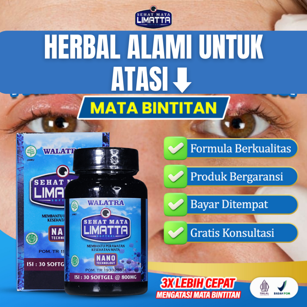 Obat Mata Bintitan, Otem, Cendo Original Walatra Herbal  - Limatta Asli Softgel Isi 30 Sudah BPOM&HA