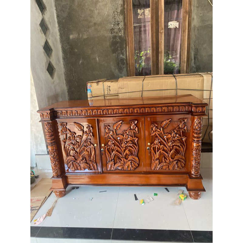 Bufet tv kayu jati/ bufet TV taman/ bufet TV jati ukir Jepara