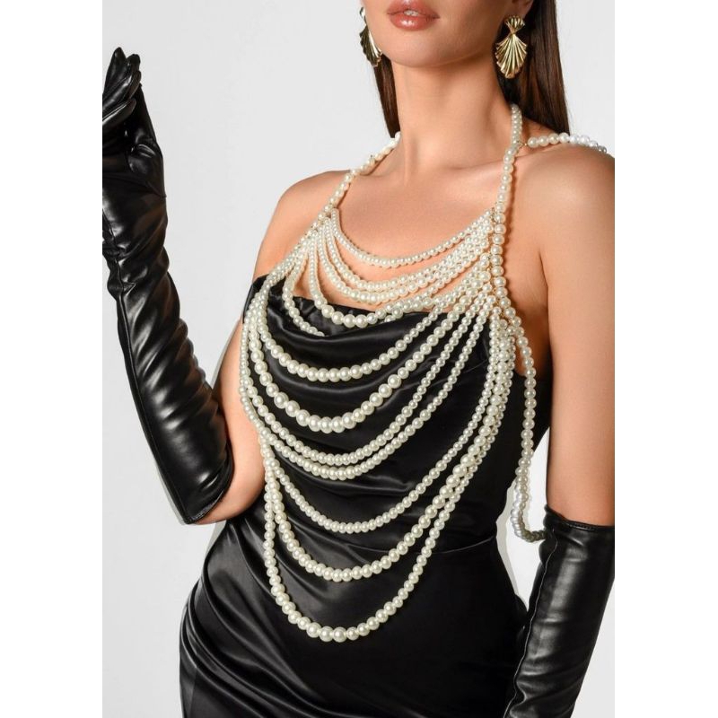 BUTIK FLA (ALEESHA) Body pearl accessories aksesoris mutiara belt pearl beads body chain rantai mute