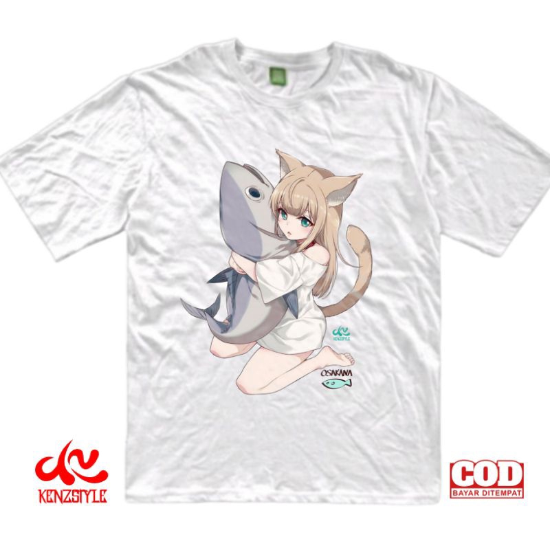 KAOS OSAKANA NEKO KINAKO OSAKANA NEKO UCHI NO NEKO KAWAII T-SHIRT