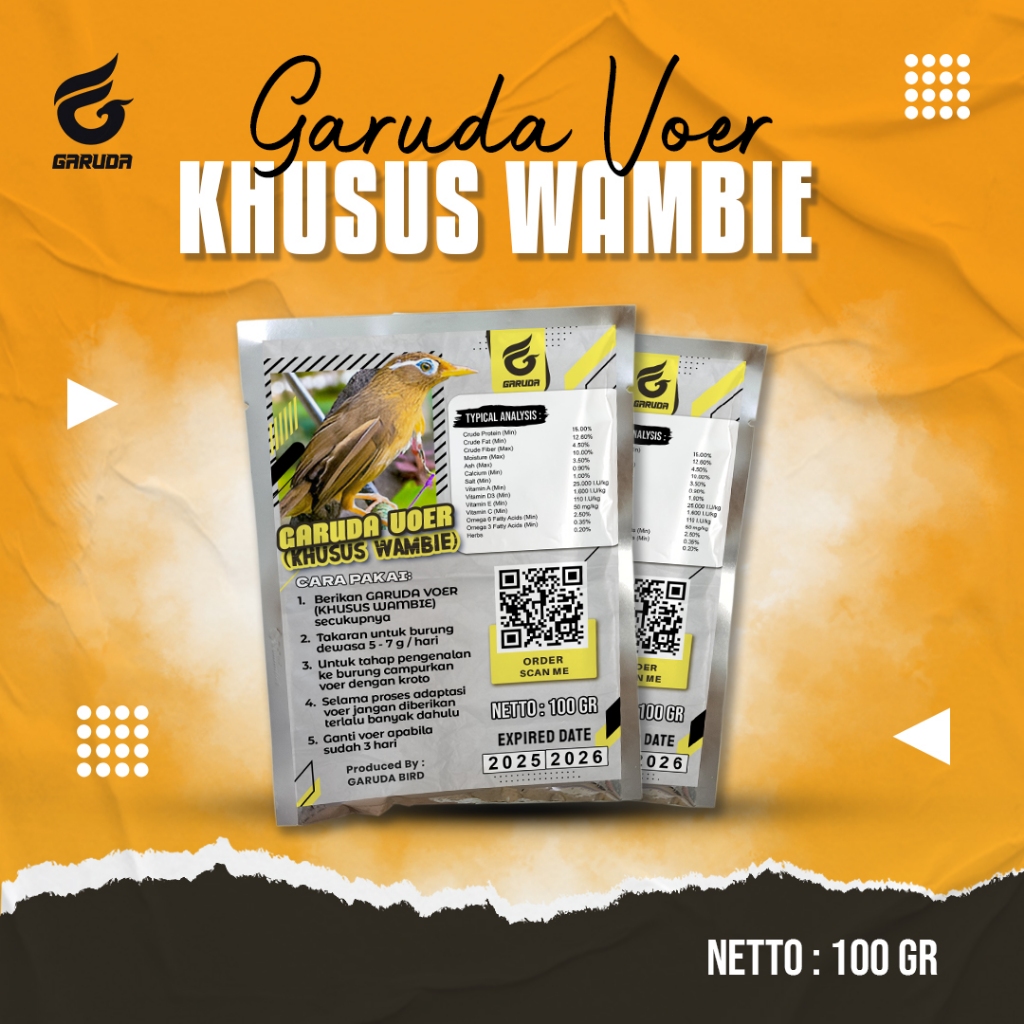 VOER BURUNG WAMBIE | VOER HARIAN | VOER NUTRISI KOMPLIT | GARUDA VOER HARIAN KHUSUS WAMBIE | GARUDA 