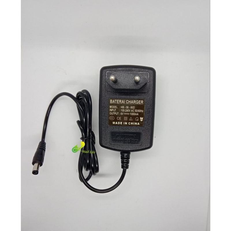 Adaptor Charger Motor Aki anak Nmax  MODEL: HB-06-80D. 6V 1000mA
