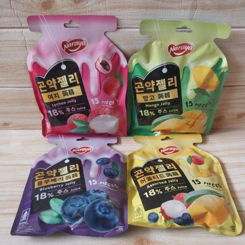 

Naraya Konyaku Jelly 300gr (Lychee, Mango, Blueberry, Assorted)