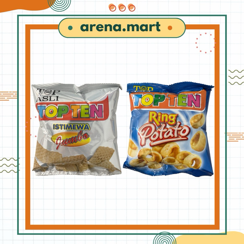 

Snack Chiki topten Ring potato top ten istimewa ciki topten 1 Renceng isi 10 Pc