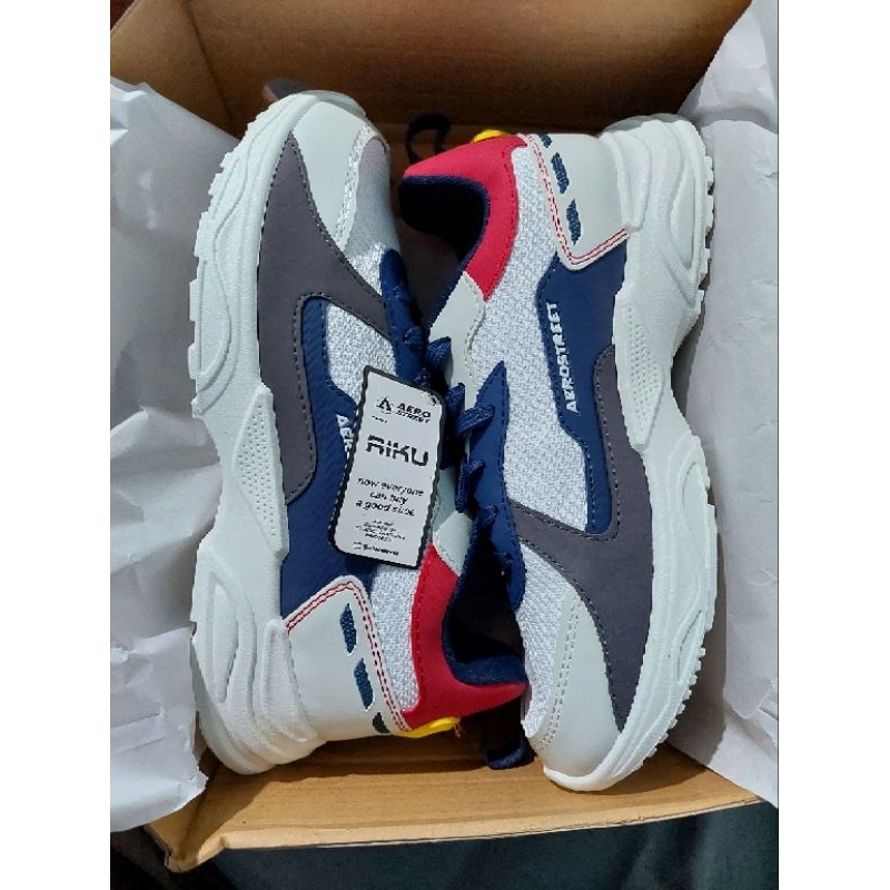 Aerostreet 40 Riku Putih Biru Tua Merah - Sepatu Sneakers Sport 21HH31