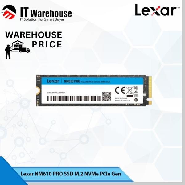 Lexar SSD M.2 NVME NM610 Pro 1TB/2TB, 3.3mbps (GARANSI 3 TAHUN)