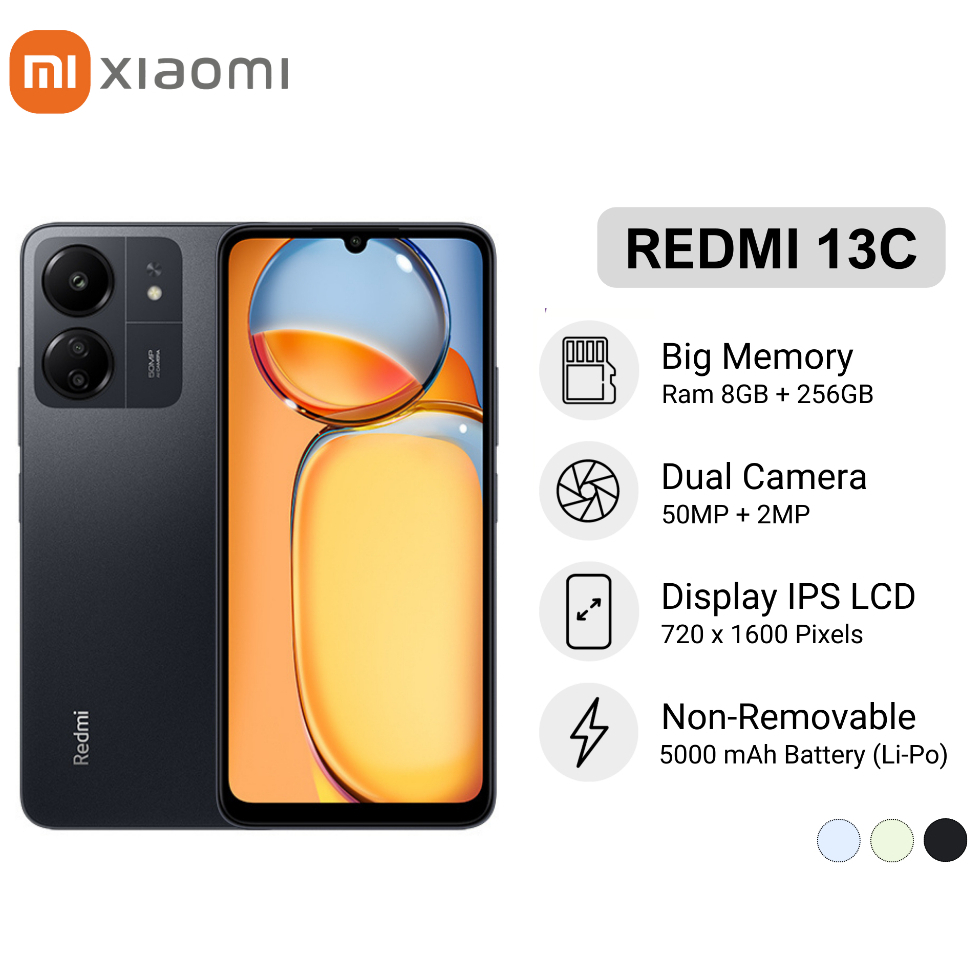 Hp Redmi 13C RAM 8/256GB bergaransi 12 Bulan