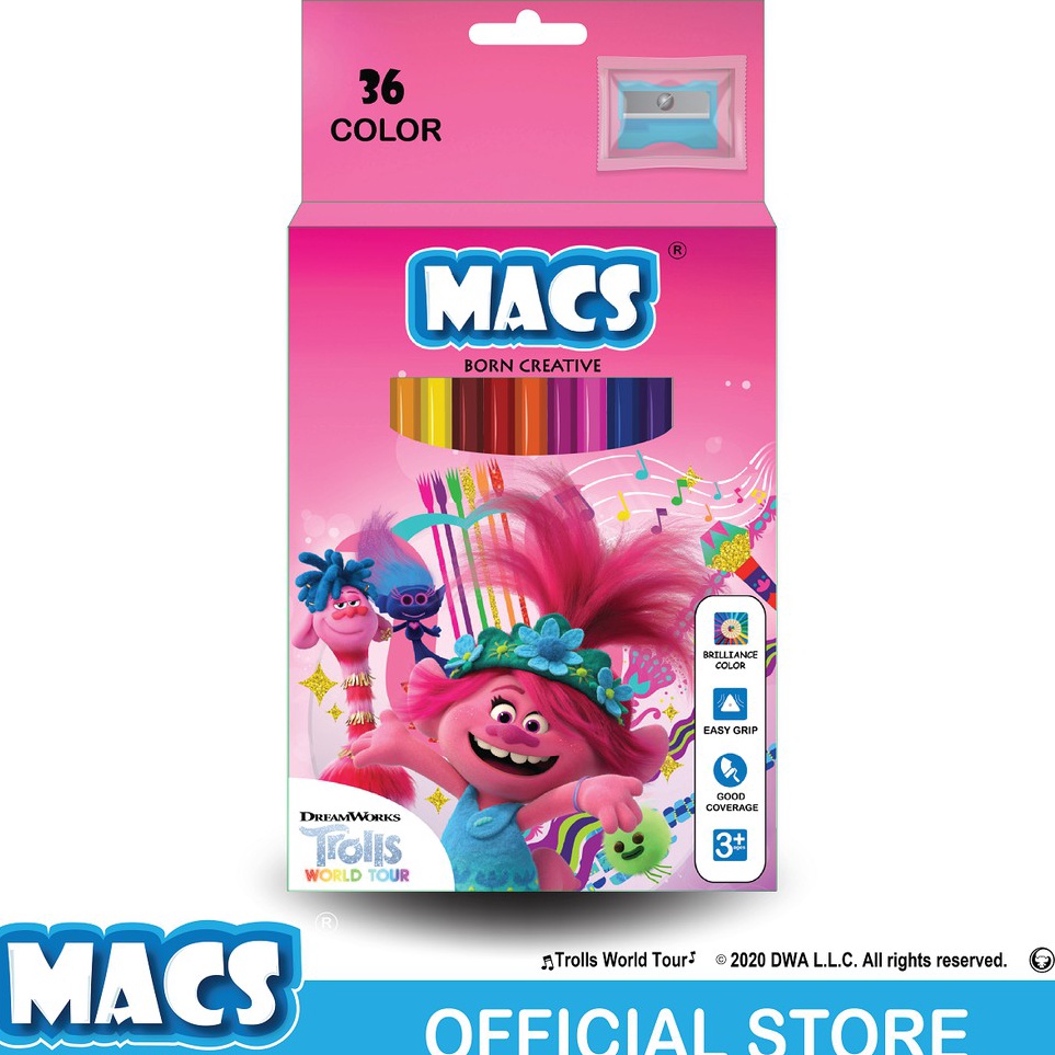 

KODE T9N4 Macs Pensil Warna Trolls World Tour MACS 36 Color Pencil