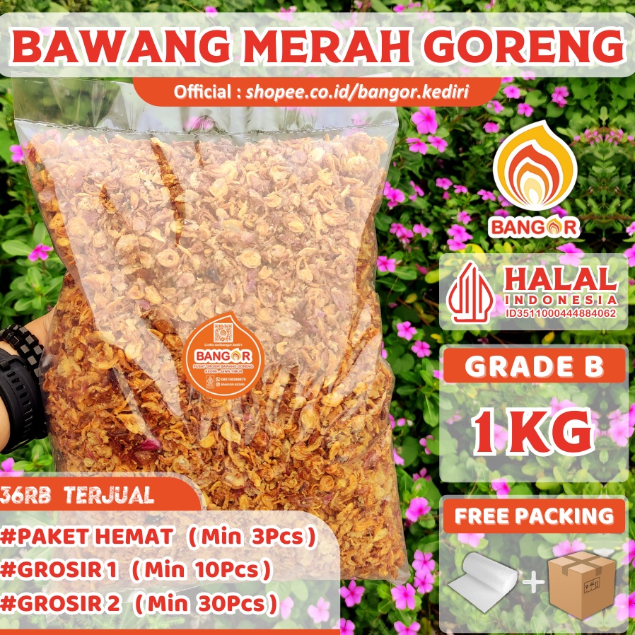 

Penawaran khusus MERAHB 1 Kg Bawang Merah Goreng Brambang Goreng Grade B Refill