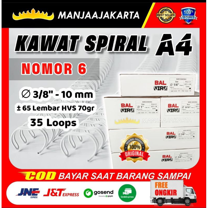 

Jilid Buku Spiral 3 per 8 putih ukuran A4 Kawat Spiral Nomor 6 Ring Kawat Kalender Meja Binder Note Jilidan Spiral