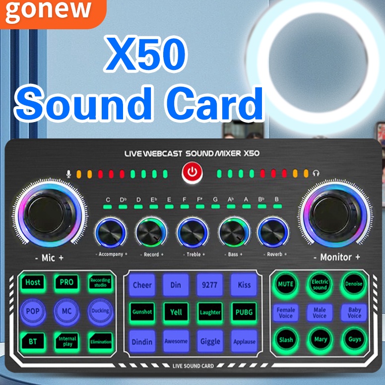 Tren Kekinian Gonew Soundcard X5 Mixer Bluetooth Audio USB External Sound Card Live Teater Karaoke k