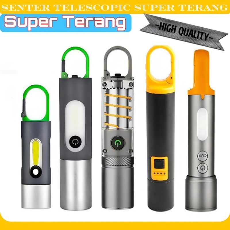 Senter Genggam Super Terang / Senter Telescopic Zoom Super Terang Recharger Type C IPX6