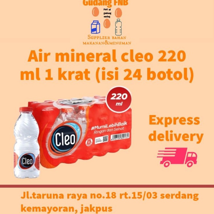 

Terjangkau air mineral cleo 22ml isi 24 botol