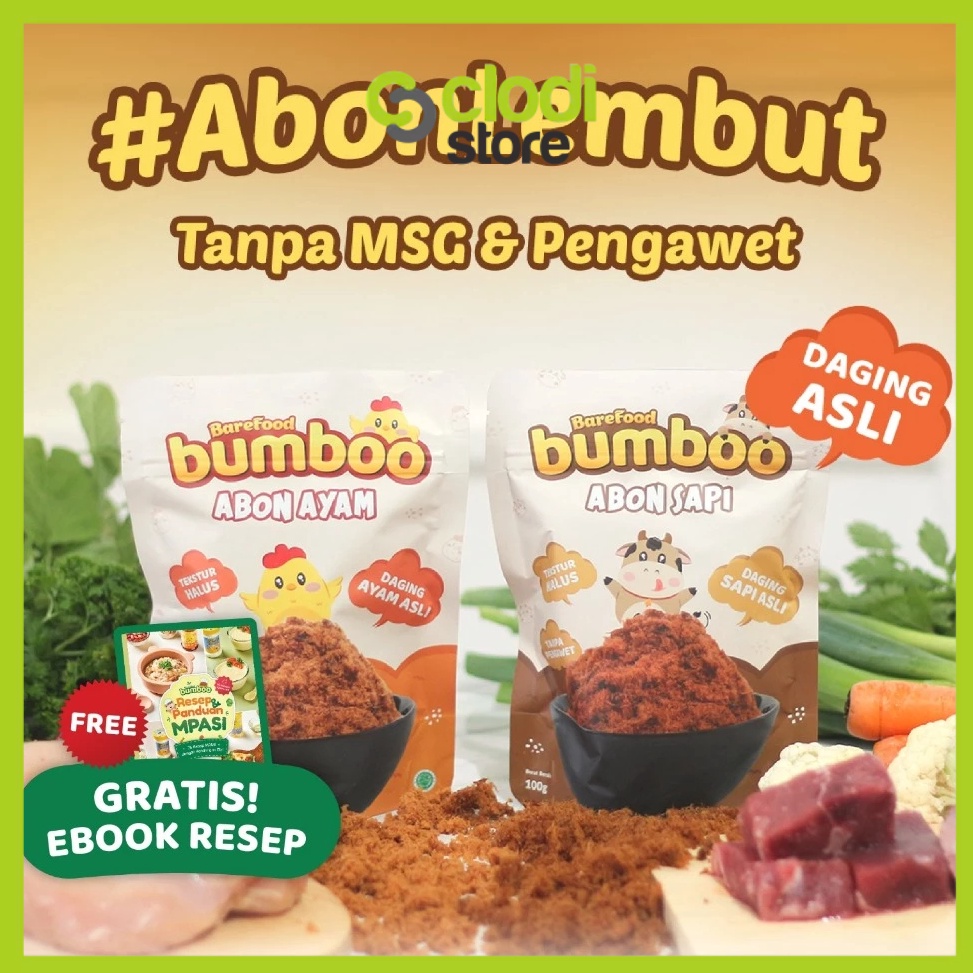 

Promo promo BUMBOO Abon Asli Tekstur Lembut MPASI Si Kecil Sumber Protein Tanpa MSG Tanpa Pengawet